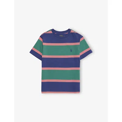 POLO RALPH LAUREN GREEN MULTI/C7952 STRIPED SHORT-SLEEVES COTTON-JERSEY T-SHIRT