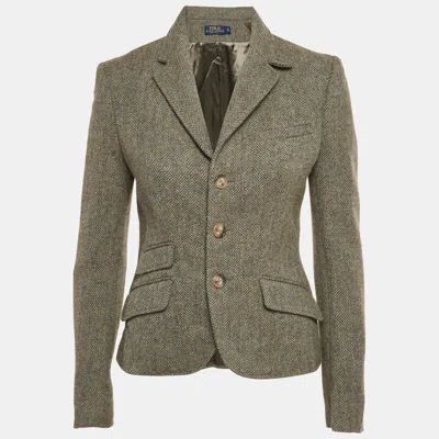 Pre-owned Polo Ralph Lauren Green Patterned Wool Single Breasted Blazer M