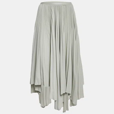 Pre-owned Polo Ralph Lauren Green Plisse Handkerchief Midi Skirt M