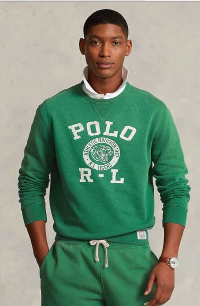Pre-owned Polo Ralph Lauren Green Polo Rl Tigers Athl Div Graphic Crewneck Sweatshirt