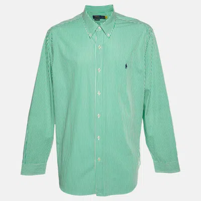 Pre-owned Polo Ralph Lauren Green Stripe Cotton Button Down Shirt Xxl