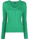 Polo Ralph Lauren Green V-neck Sweater With Embroidered