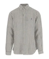 Polo Ralph Lauren Striped Linen Shirt In Green White