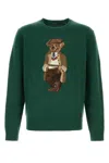 Polo Ralph Lauren Crew Neck Knit Sweater With Ribbed Textures In Green
