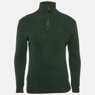 Pre-owned Polo Ralph Lauren Green Wool Knit Quarter Zip Neck Sweater S