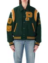 Polo Ralph Lauren Wool Blend Bomber Jacket Featuring Patches In Green