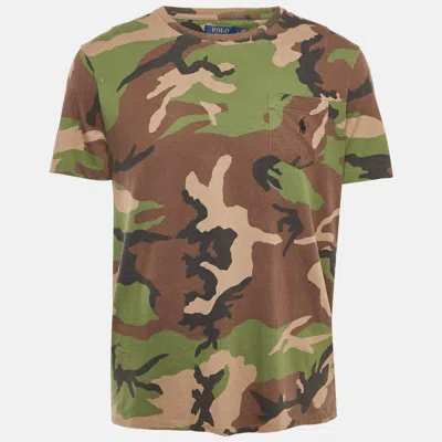 Pre-owned Polo Ralph Lauren Green/multicolor Camouflage Print Crew Neck T-shirt L
