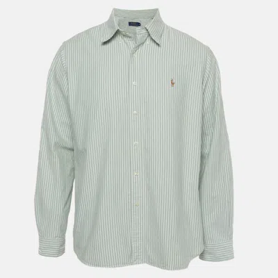 Pre-owned Polo Ralph Lauren Green/white Stripe Cotton Long Sleeve Shirt Xl