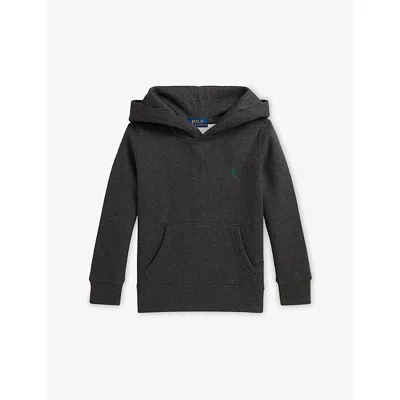Polo Ralph Lauren Kids' Grey Boys' Logo-embroidered Cotton-blend Hoody In Black