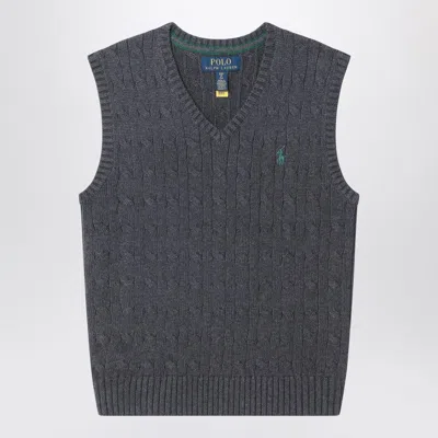 Polo Ralph Lauren Grey Cable-knit Cotton Vest In Blue