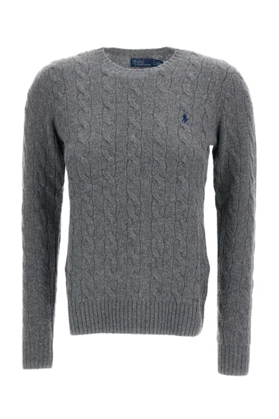 Polo Ralph Lauren Grey Cable Knit Wool-cashmere Sweater In Gray