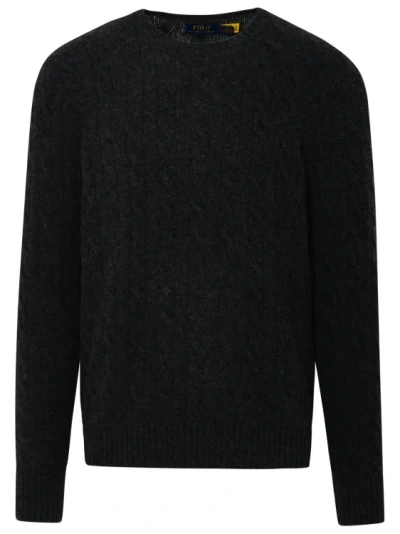 Polo Ralph Lauren Grey Cashmere Blend Sweater In Black