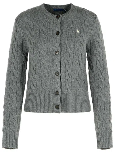 Polo Ralph Lauren Grey Cashmere Blend Sweater In Gray