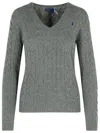 Polo Ralph Lauren Grey Cashmere Blend Sweater In Gray