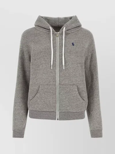 Polo Ralph Lauren Polo Pony-embroidered Zip-up Hoodie In Grey