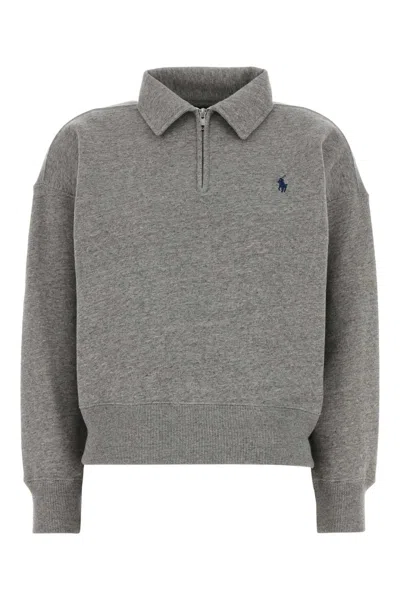 Polo Ralph Lauren Grey Cotton Blend Polo Shirt In Gray