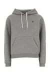 Polo Ralph Lauren Grey Hoodie With Drawstring Hood And Pony Embroidery On The Front In Cotton Blend Woman