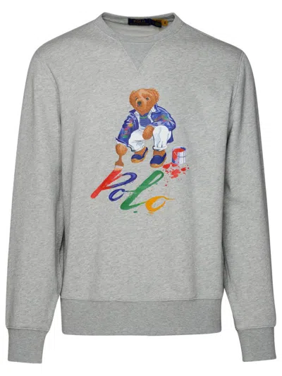 Polo Ralph Lauren Bear Printed Crewneck Sweatshirt In Grey