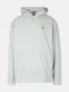 Polo Ralph Lauren Grey Cotton Hoodie With Contrasting Embroidered Logo In Gray
