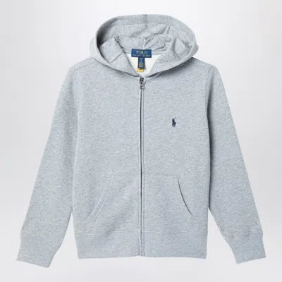 POLO RALPH LAUREN GREY COTTON BLEND SWEATSHIRT WITH ZIP
