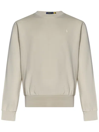 Polo Ralph Lauren Grey Cotton Crewneck Sweatshirt With Embroidery In Gray