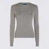 Polo Ralph Lauren Grey Crewneck Sweater With Pony Embroidery On The Front In Cotton Woman In Gray