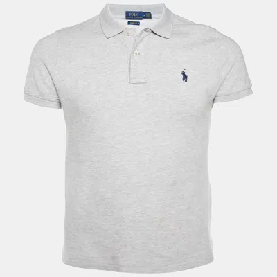 Pre-owned Polo Ralph Lauren Grey Cotton Pique Polo T-shirt M