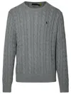 Polo Ralph Lauren Grey Crewneck Sweater With Pony Embroidery On The Front And Woven Knit In Gray