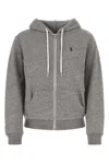 Polo Ralph Lauren Hooded Cotton Sweatshirt Front Pockets In Grey