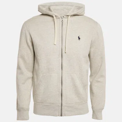 Pre-owned Polo Ralph Lauren Grey Cotton Zip-up Hoodie S In Gray