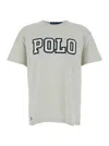 Polo Ralph Lauren Grey Crewneck T-shirt With Logo Print On The Front In Cotton Man In Gray