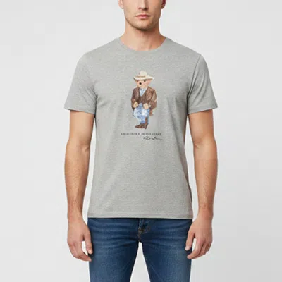 Pre-owned Polo Ralph Lauren Grey Graphic Print Cotton Short Sleeve Polo Bear T-shirt L