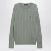 Polo Ralph Lauren Logo Embroidered Cable Knit Sweater In Green