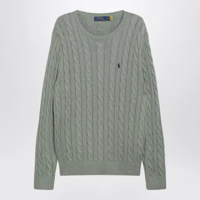 Polo Ralph Lauren Logo Embroidered Cable Knit Sweater In Green