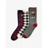 Polo Ralph Lauren Grey H/ivory/black Boys' Pack Of Three Polo Bear Cotton-blend Sock In White