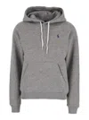 Polo Ralph Lauren Grey Hoodie With Drawstring Hood And Pony Embroidery On The Front In Cotton Blend Woman