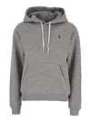Polo Ralph Lauren Grey Hoodie With Drawstring Hood And Pony Embroidery On The Front In Cotton Blend Woman