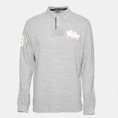 Pre-owned Polo Ralph Lauren Grey Jersey Custom Fit Polo T-shirt Xl In Gray