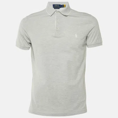 Pre-owned Polo Ralph Lauren Grey Jersey Polo T-shirt M In Gray