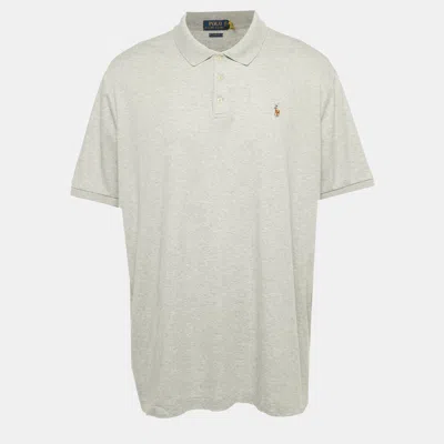 Pre-owned Polo Ralph Lauren Grey Logo Embroidered Cotton Polo T-shirt Xxl In Gray