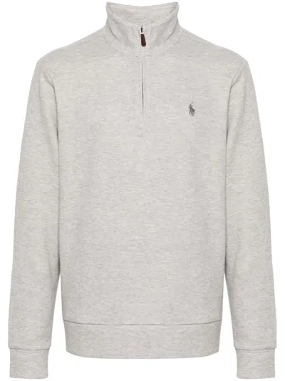 Polo Ralph Lauren Grey Logo Embroidered High Neck Sweatshirt