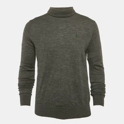 Pre-owned Polo Ralph Lauren Grey Merino Wool Turtle Knit Sweater L In Gray