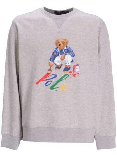 Polo Ralph Lauren Polo Bear-print Fleece Sweatshirt In Grey