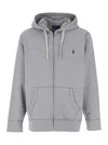 Polo Ralph Lauren Grey Sweatshirt With Drawstring Hood And Pony Embroidery On The Front In Cotton Blend Man In Gray