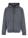 Polo Ralph Lauren Grey Sweatshirt With Drawstring Hood And Pony Embroidery On The Front In Cotton Blend Man In Gray