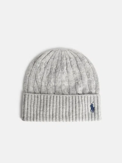 Polo Ralph Lauren Grey Wool Blend Beanie In Gray