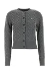 Polo Ralph Lauren Cable Knit Sweater With Button-up Front And Fitted Ribbed Hem In Gray