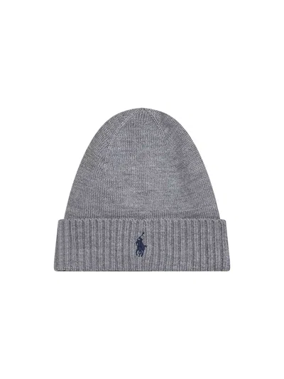 Polo Ralph Lauren Grey Wool Pony Beanie