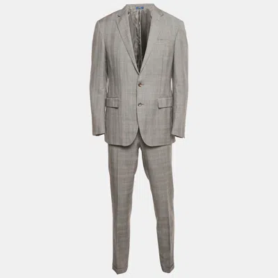 Pre-owned Polo Ralph Lauren Grey Wool Tailored Pants Suit L In Gray