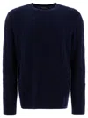 Polo Ralph Lauren Long-sleeved Navy Pullover With Textured Design In Blue